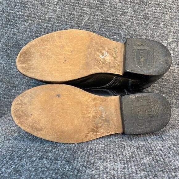 Vintage Justin Black Leather Kiltie Boots Kids 13.5 Lace Up Leather Granny USA - Picture 6 of 7